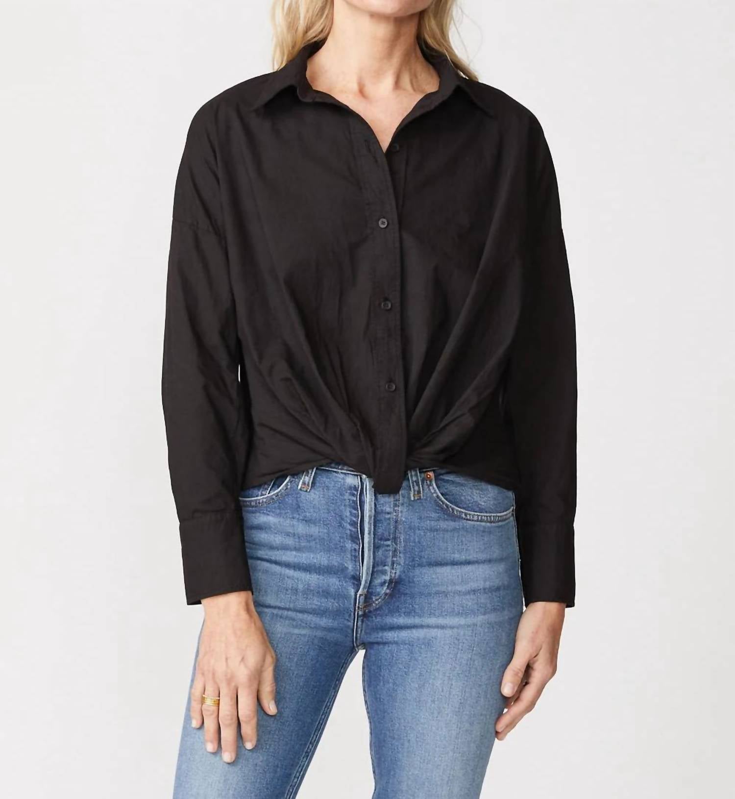Stateside - Poplin Long Sleeve Front Twist Shirt