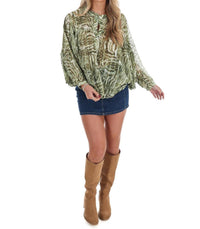 Ee:Some - Bright Side Print Button Front Top