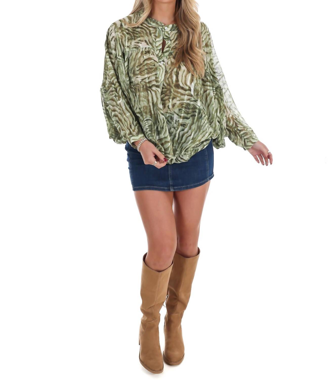 Ee:Some - Bright Side Print Button Front Top