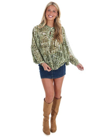Ee:Some - Bright Side Print Button Front Top