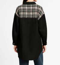 Sweetkama - Plaid Color Block Jean Jacket