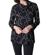 habitat Circle Knit Tie Neck Tunic in black 1 - women's shirt