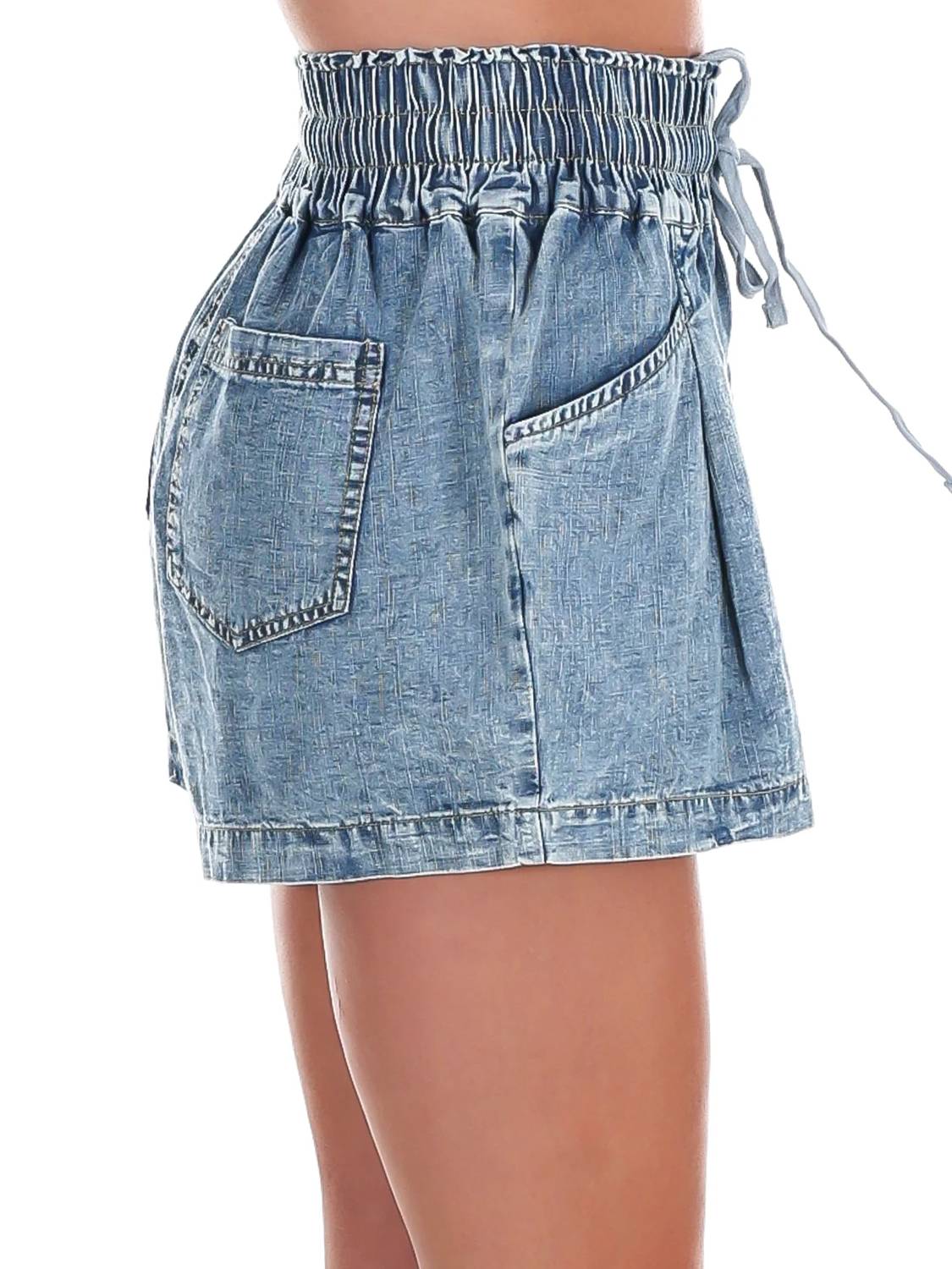 Very J - Women's Elastic Waist Mineral Wash Shorts