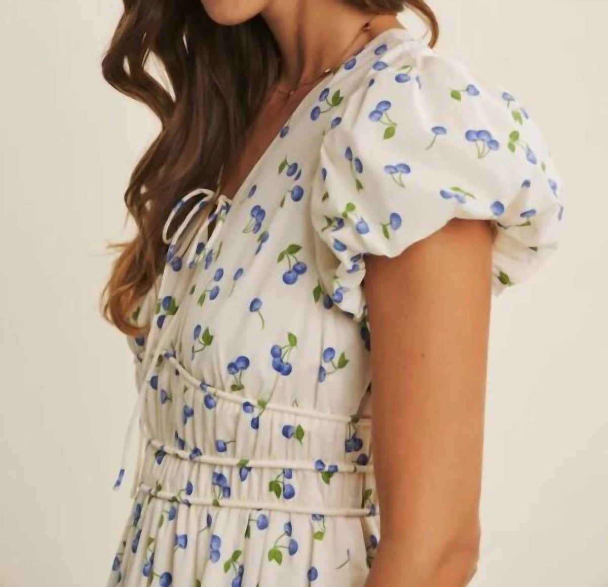In February - Playful Preppy Charm Of Fruit Print Midi Dress