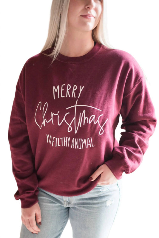 Oat Collective - Merry Christmas ya Filthy Animal Crew Sweatshirt