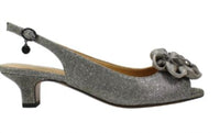 J. Renee Women's Leonelle Slingback Pumps in pewter glitter - women's heels