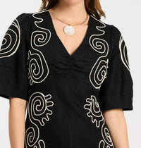 Tyler Boe - Posie Linen Embroidered Midi Dress