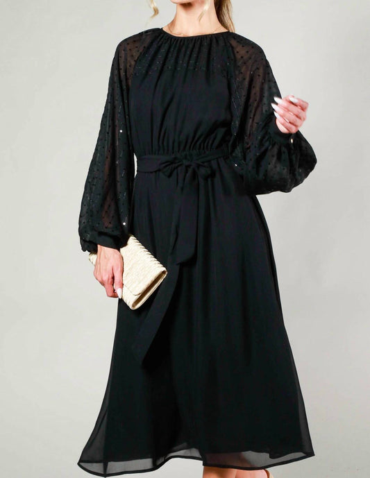 Vine & Love - Margot Sequin Tie-Waist Midi Dress