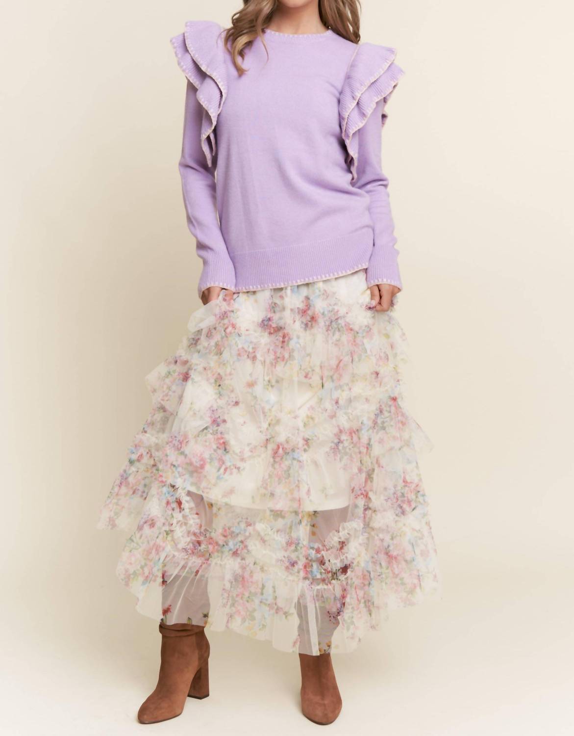 J.Nna - Women's Amara Ruffle Knit Top