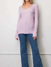 Kori - Lovely Ribbed V-neck Sweater