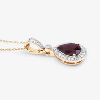 Diana M Jewels Women's Pear Natural Ruby Pendant Necklace (1.01 Ct) - Petite in 14k yellow gold - women's jewelry - detail view