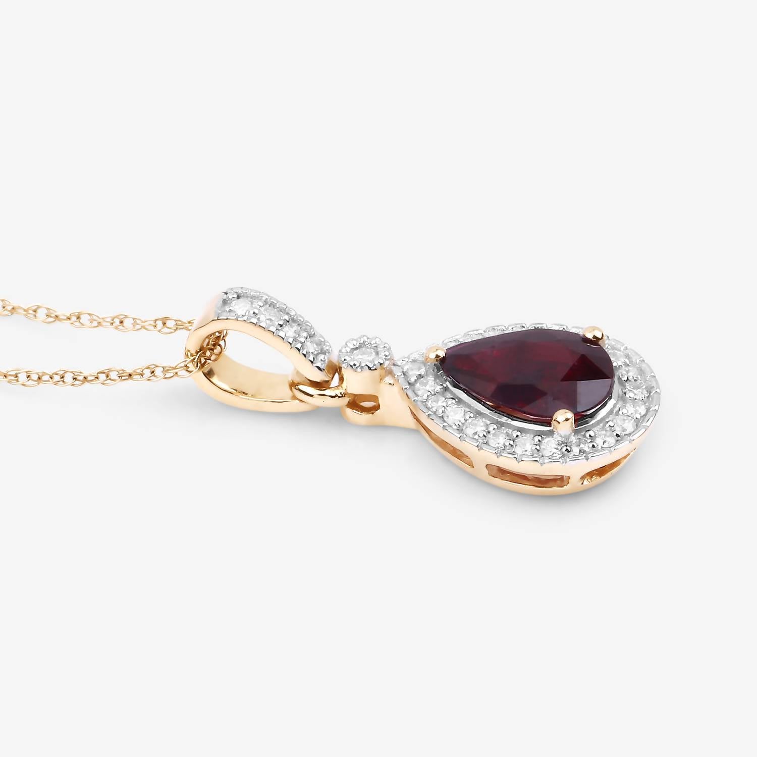 Diana M Jewels Women's Pear Natural Ruby Pendant Necklace (1.01 Ct) - Petite in 14k yellow gold - women's jewelry - detail view