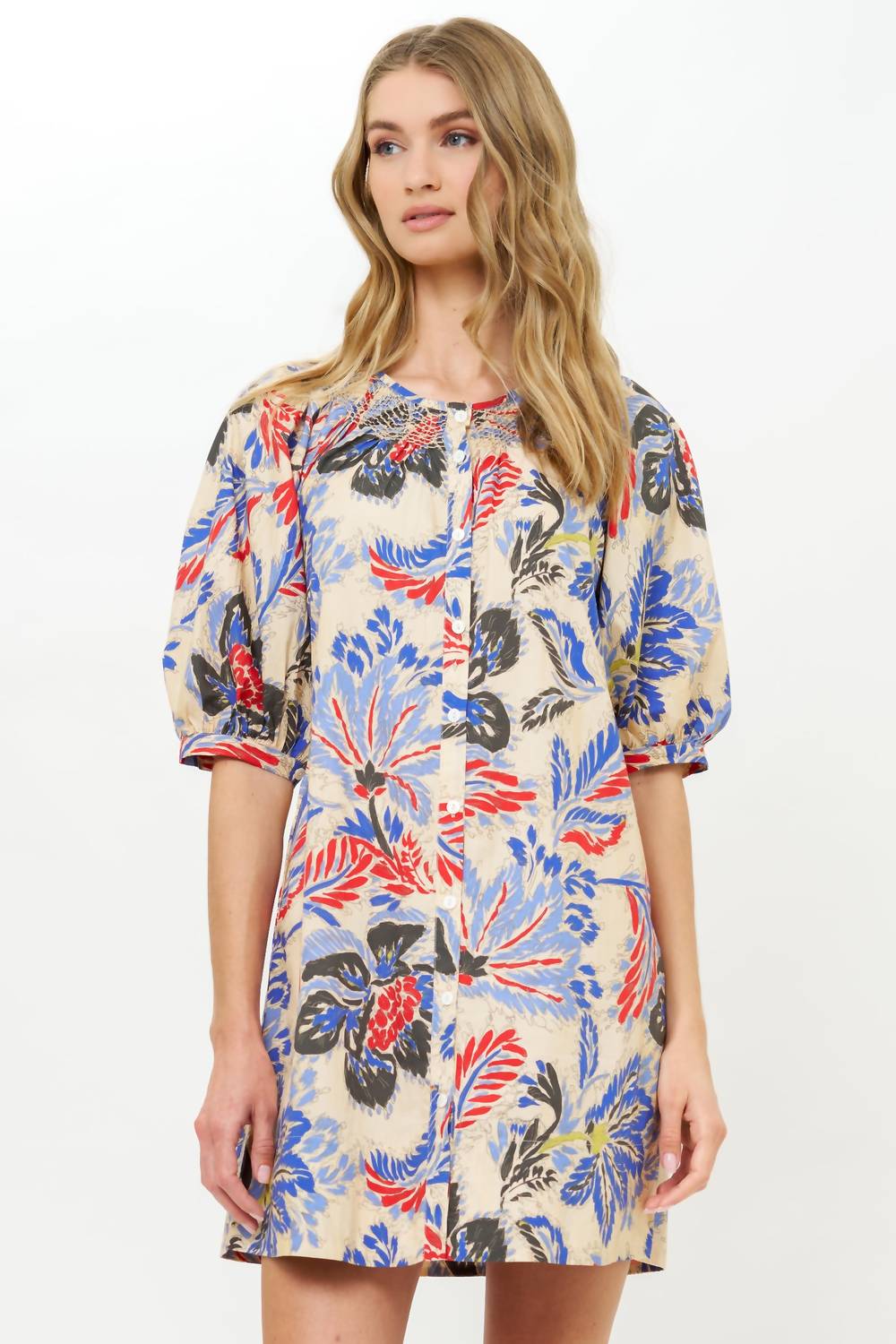 Oliphant - Embroidered Button Mini Dress