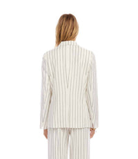 Karen Kane Linen Blend Stripe Blazer in cream and black - women's jacket - alternate view