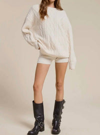 Mimosa - Cable Knit Sweater and Shorts Set