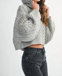 Mable - Lauren Cable Knit Hoodie Sweater