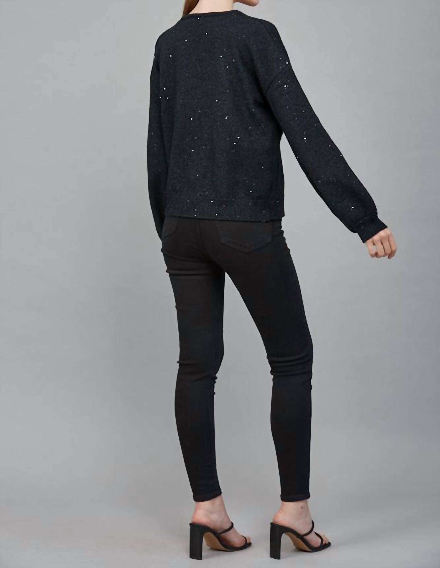 Fate - Rhinestone Bow Sequin Cardigan Sweater