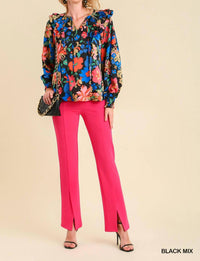 Umgee - Satin Floral Print Top