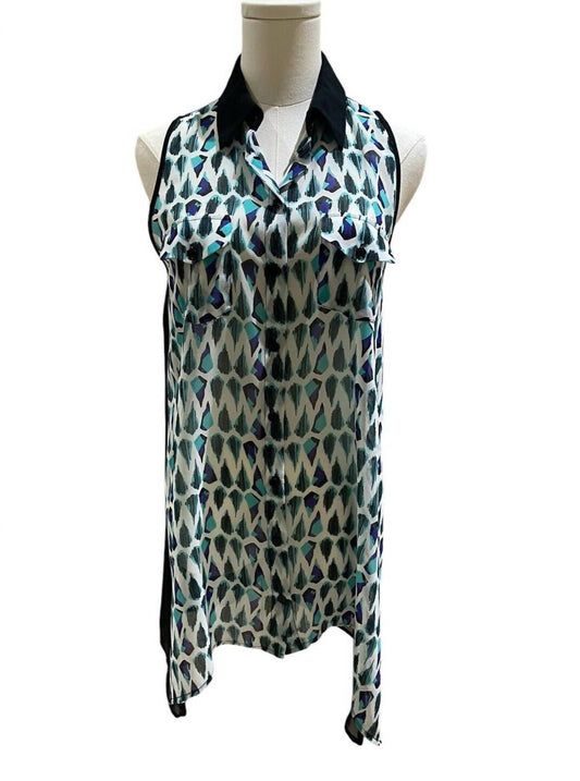 Bcbgmaxazria - Chiffon Printed Sleeveless High Low Tunic Blouse