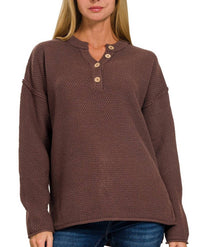 Zenana - Henley Basic Sweater