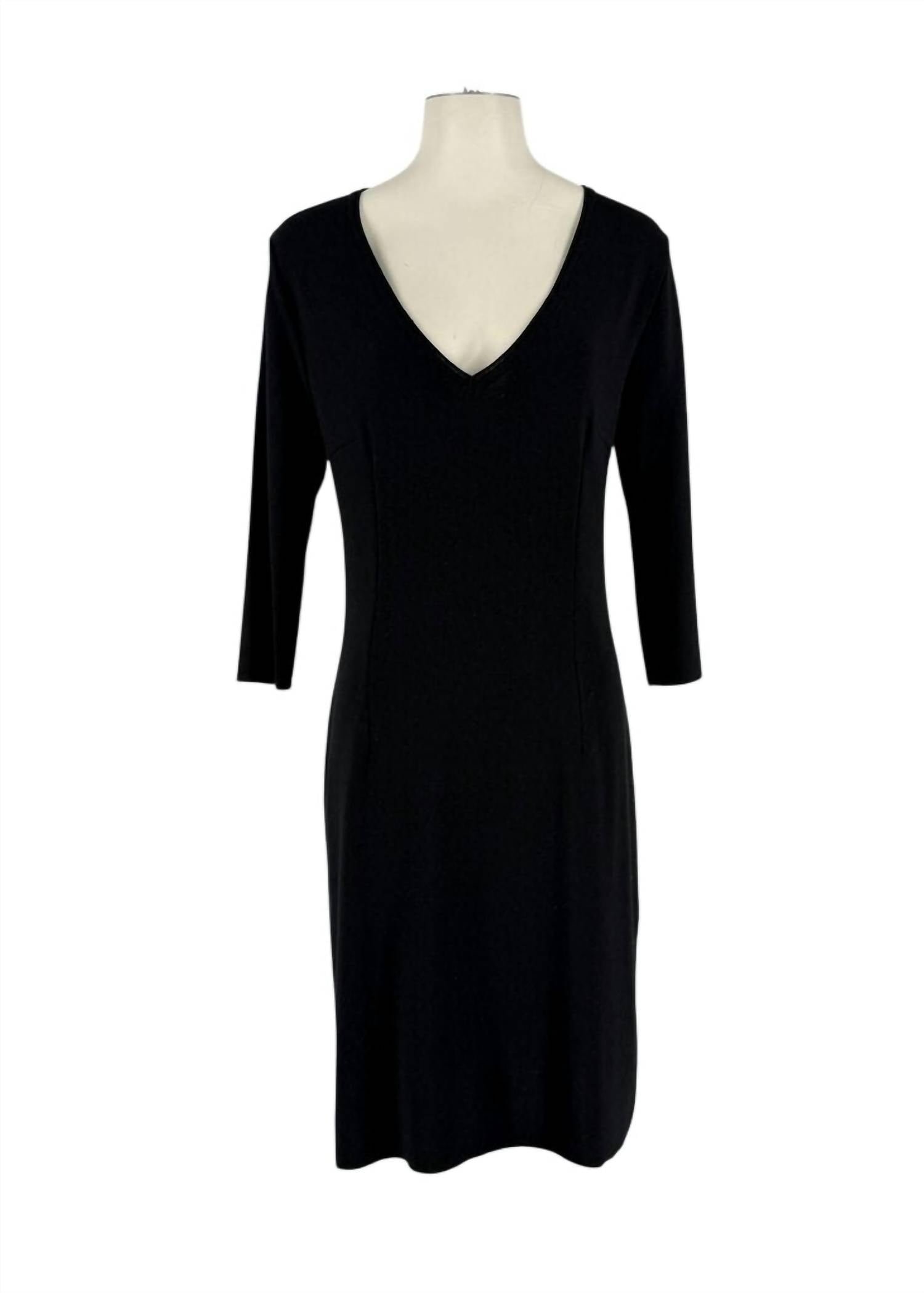 BIANA Vanessa Milano Knit Three Quarter Sleeves Sheath Midi Dress in black - women's dress - view 4