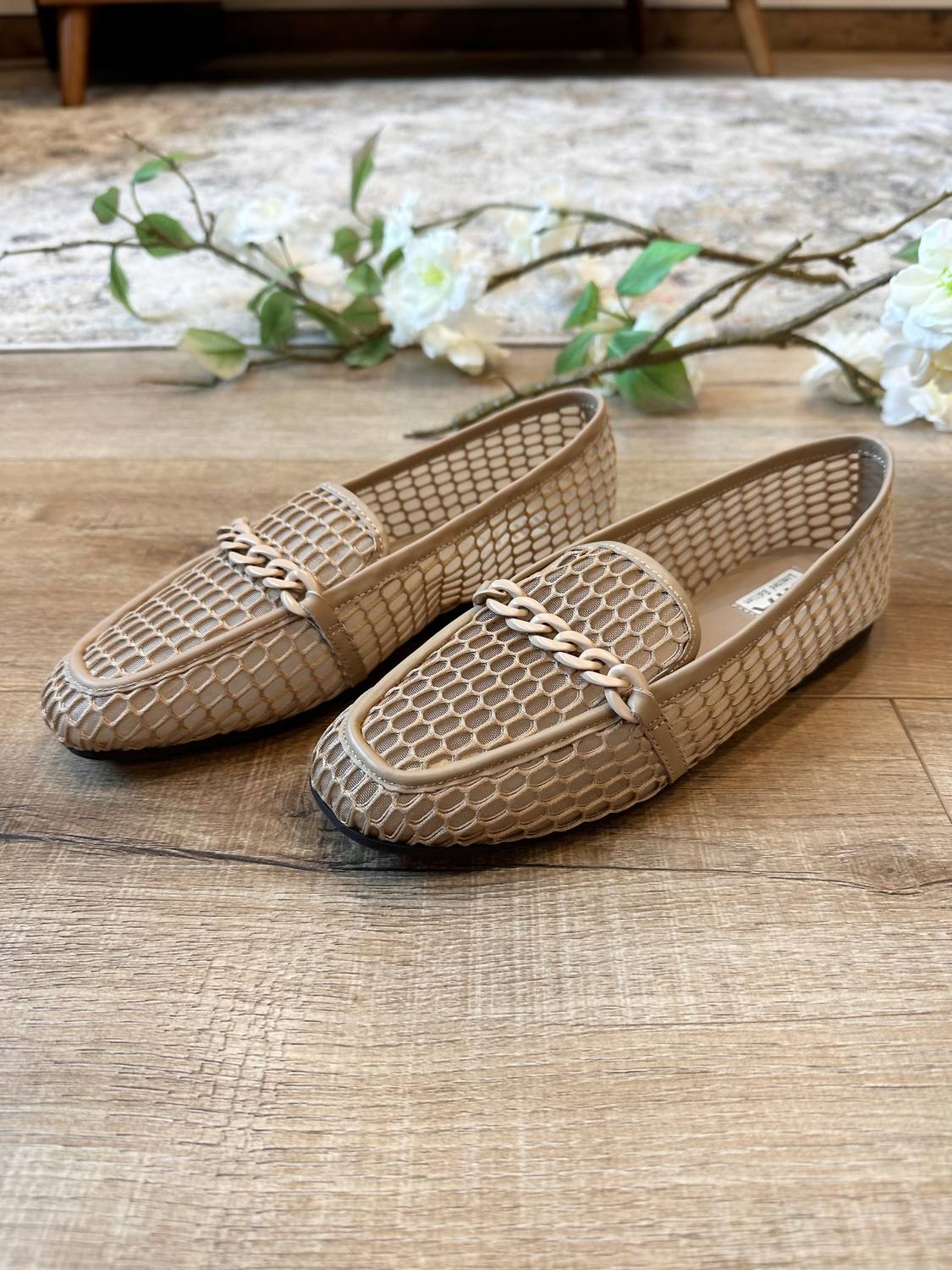 MIA Women's Bailee Mesh Loafer in camel - women's flats - detail view