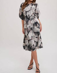 Fun 2 Fun - Gather Round Abstract Midi Dress