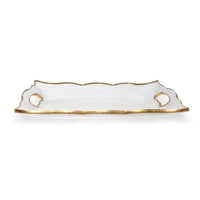 Vivience - Large Rectangular Glass Tray With Handles And Rim