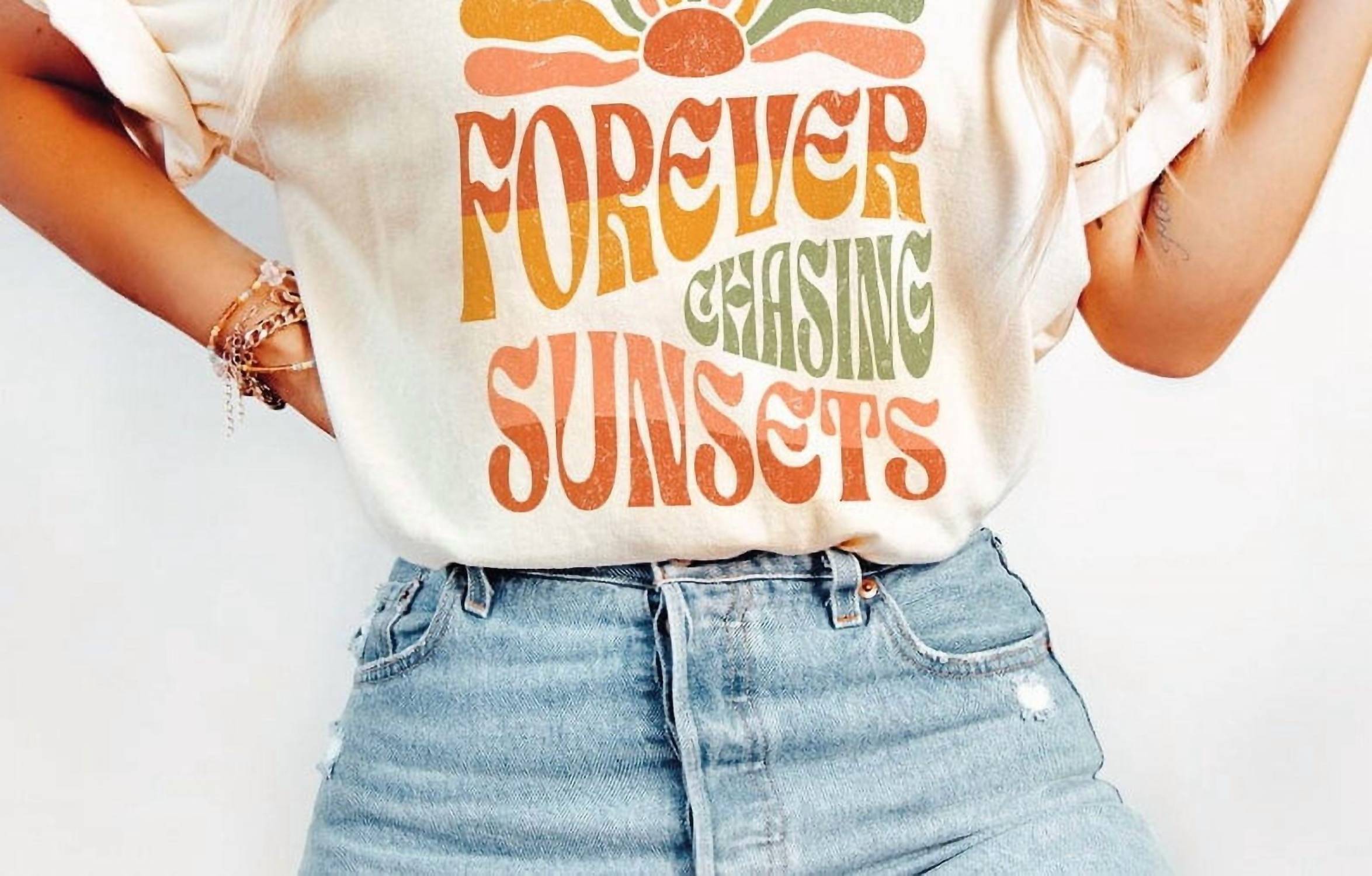 BELLA + CANVAS Forever Chasing Sunsets Tees in multi - women's t-shirt
