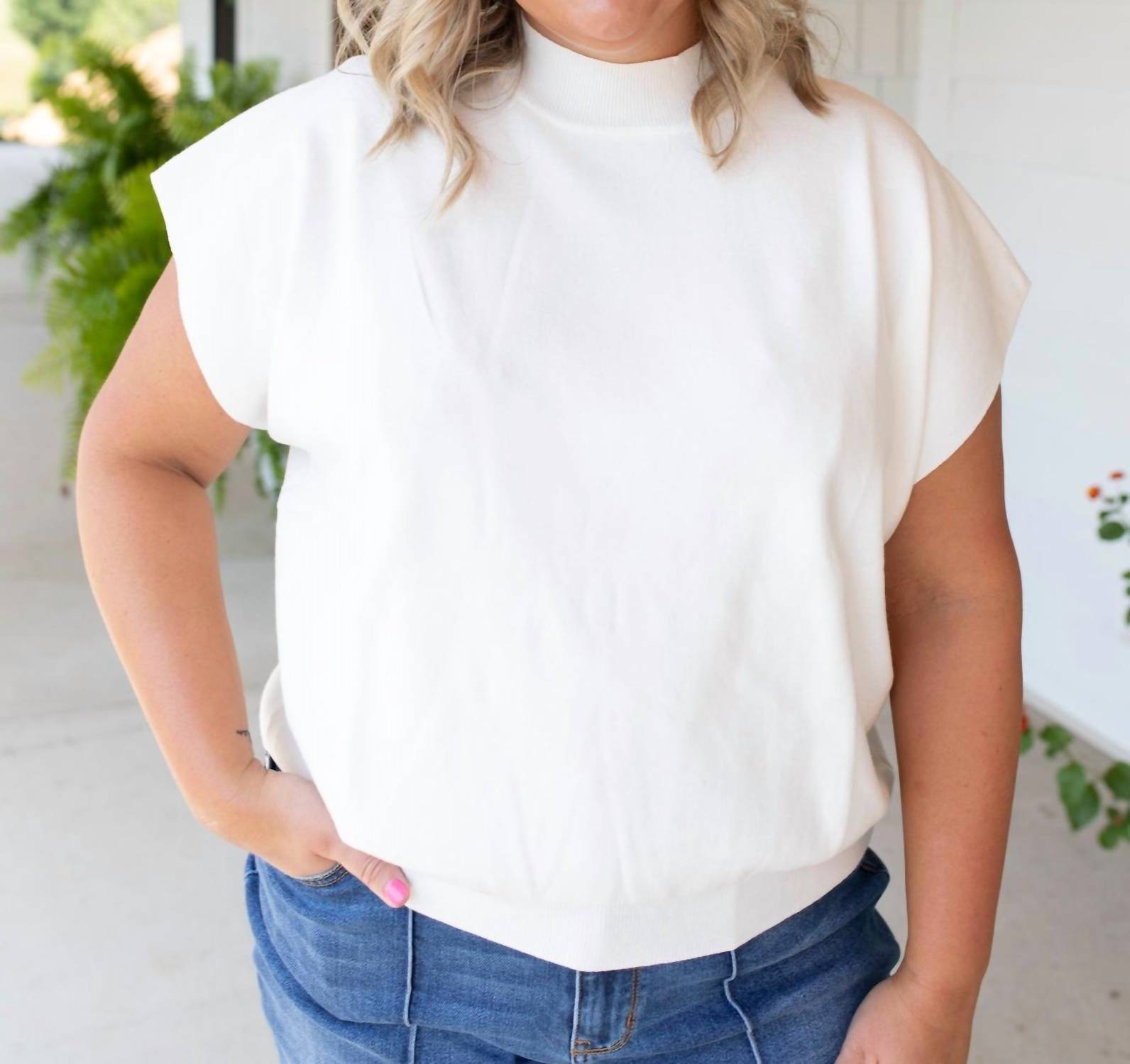 Ee:Some - Pure Elegance Mock Neck Knit Top