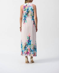 Joseph Ribkoff - Floral Pleated Satin Maxi Dress