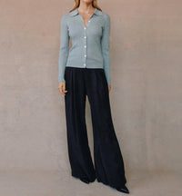 Bella Dahl Collared Button Down Sweater in heather grey - women's top - view 6