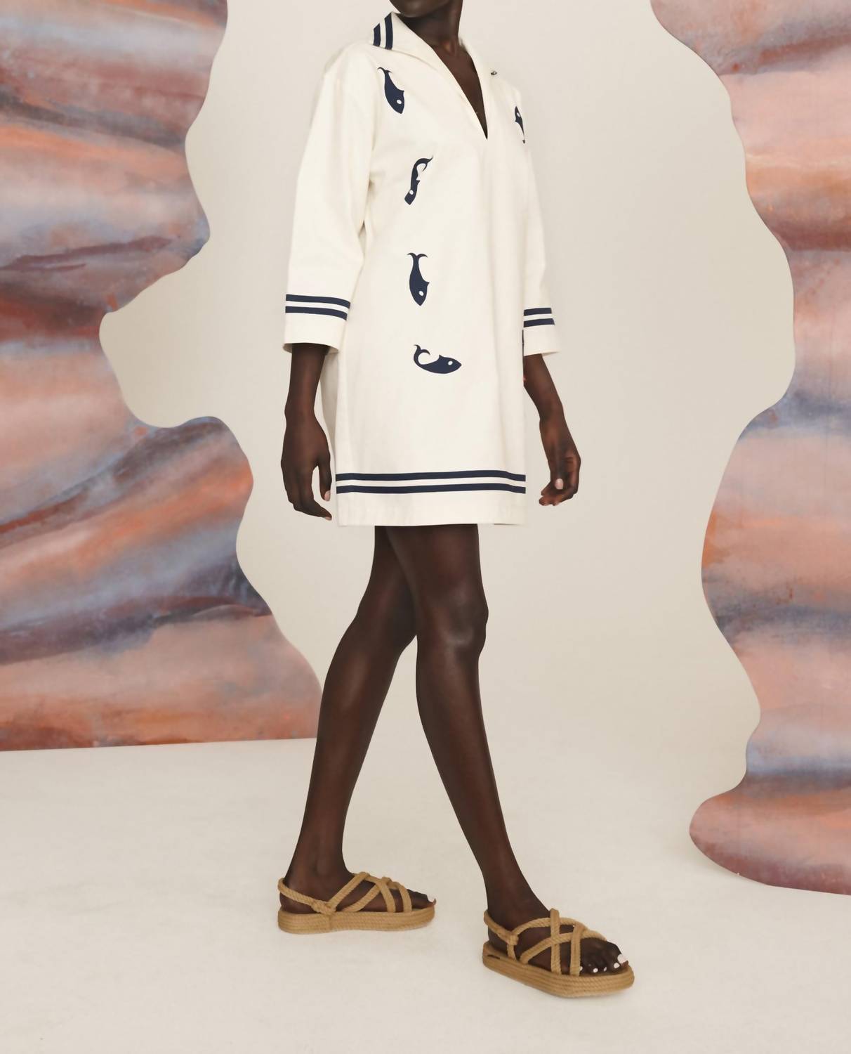 Alemais - Marine Cotton Tunic Mini Dress