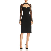 alice + olivia Helga Lace Cutout Dress in black - women's dress