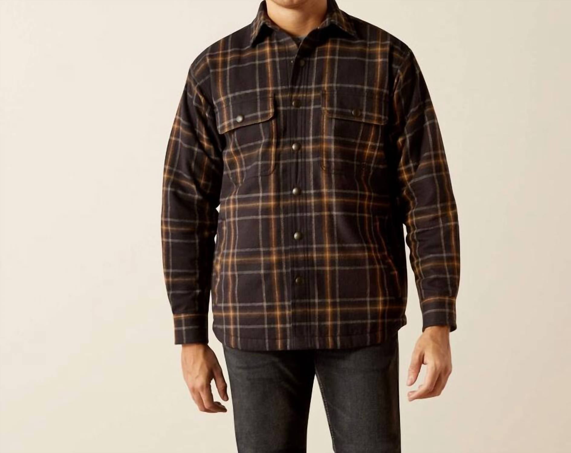 ARIAT Men's Hawthorn Retro Shirt Jacket in dark plaid - men's jacket - view 4