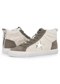 Vintage Havana Women's Fur Trim Hightop Sneaker in olive - sneaker