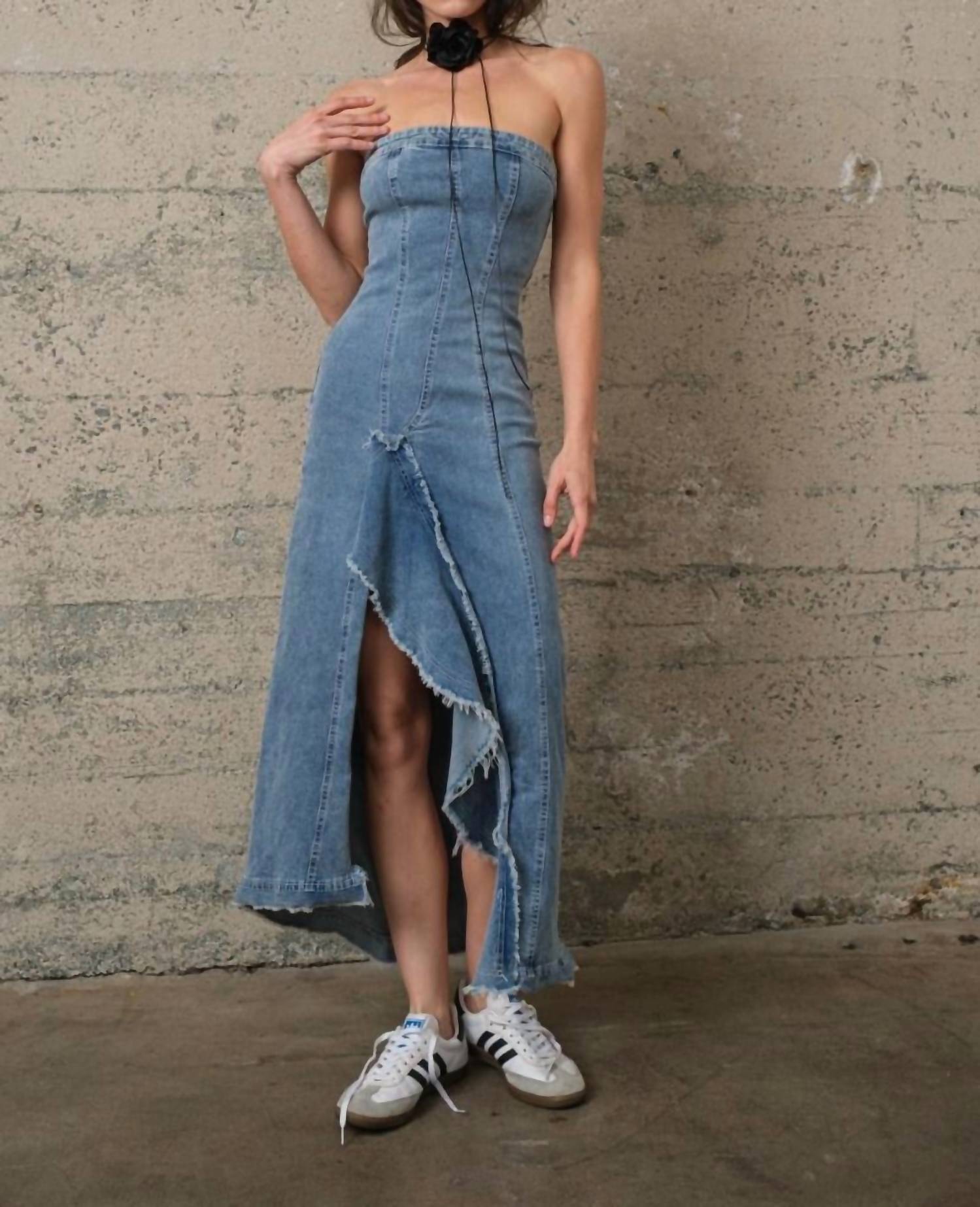 Signature8 - Ruffle Tube Strapless Maxi Dress