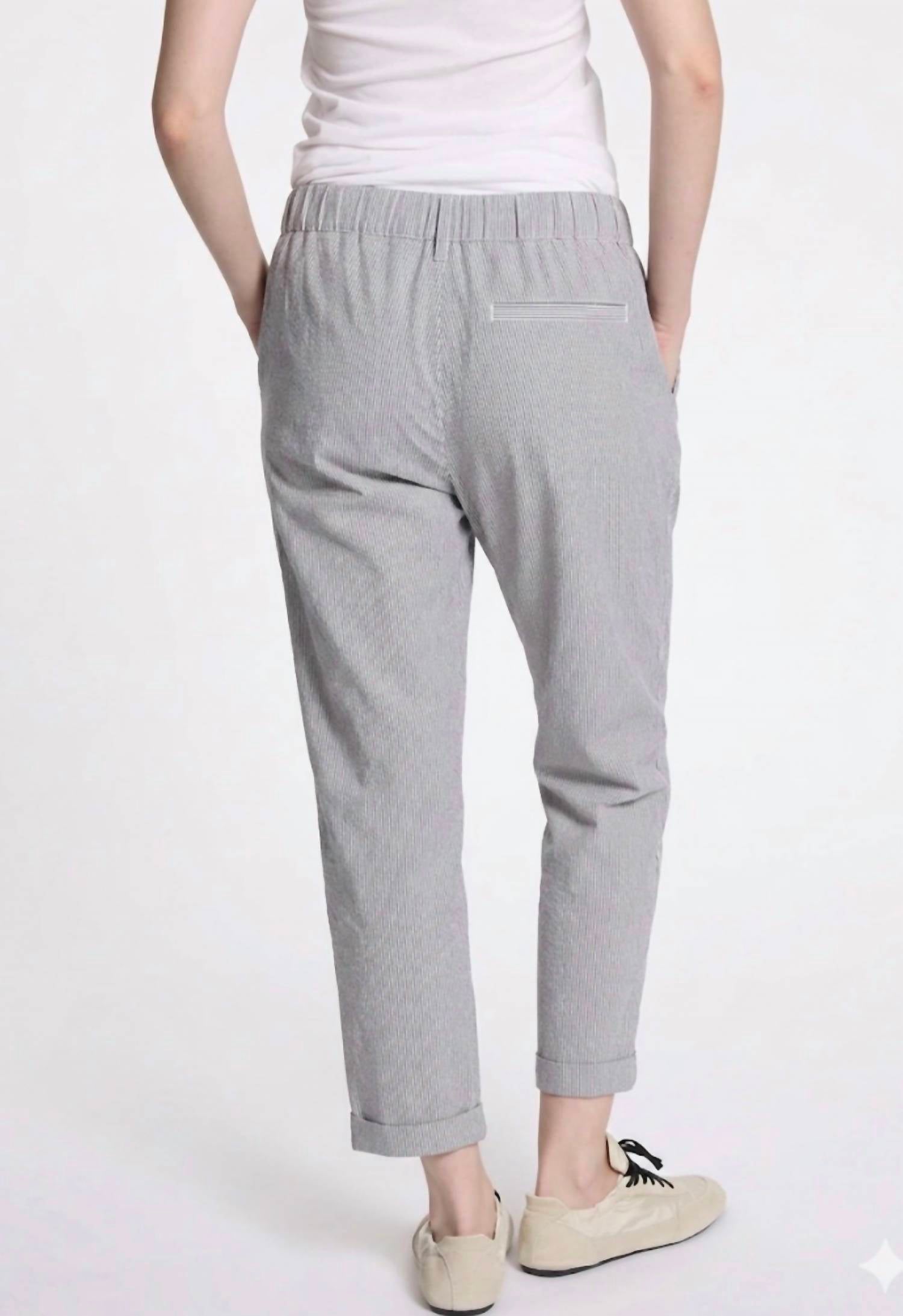 Lis Lareida Leo Ankle Pants in night blue white - women's pants - detail view