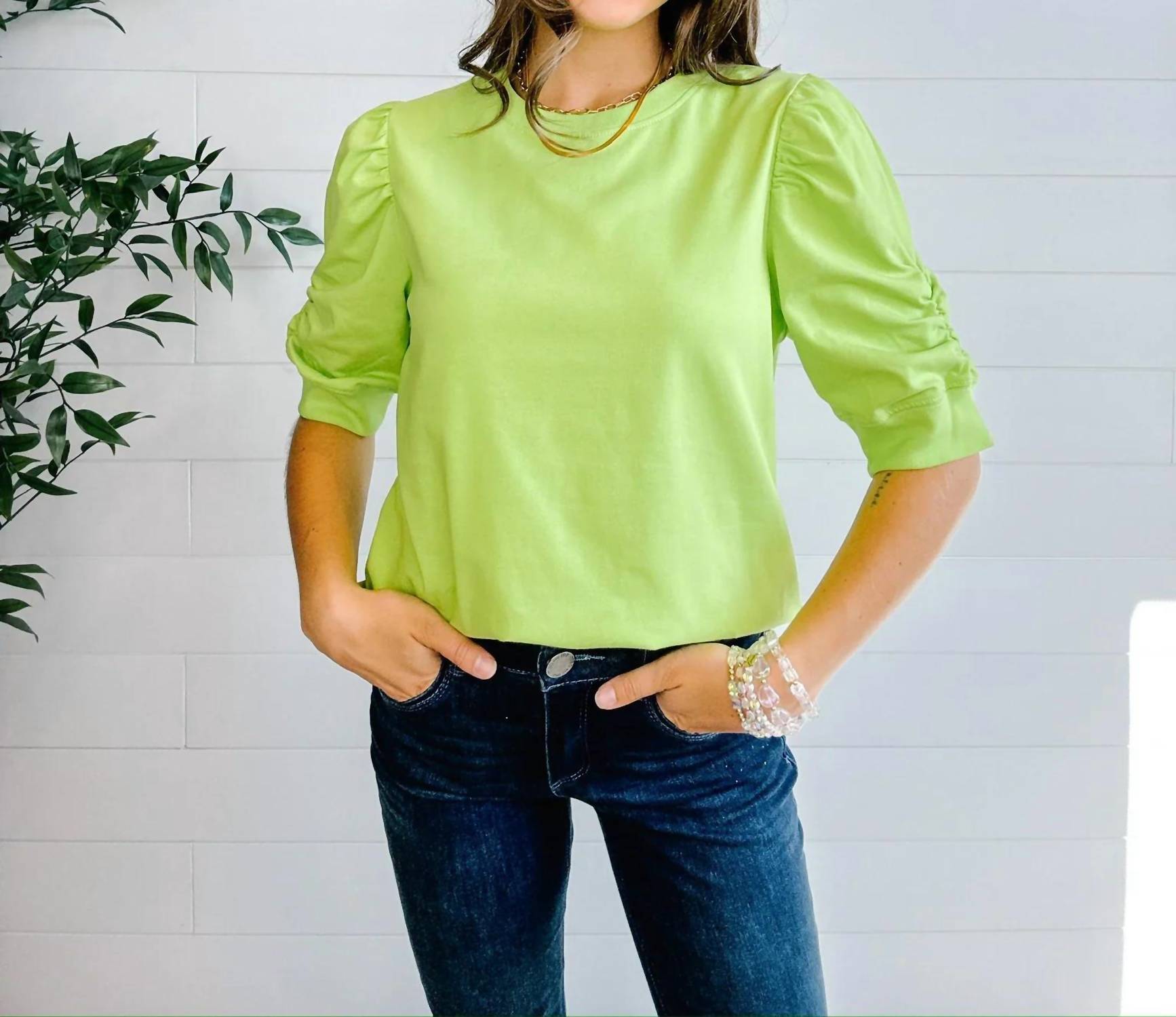 Fate + Fortune - Mac And Me Crew Neck Elbow Sleeve Top