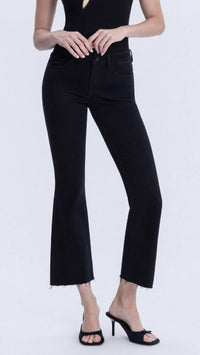 Lovervet - Mid Rise Raw Hem Bootcut Jean