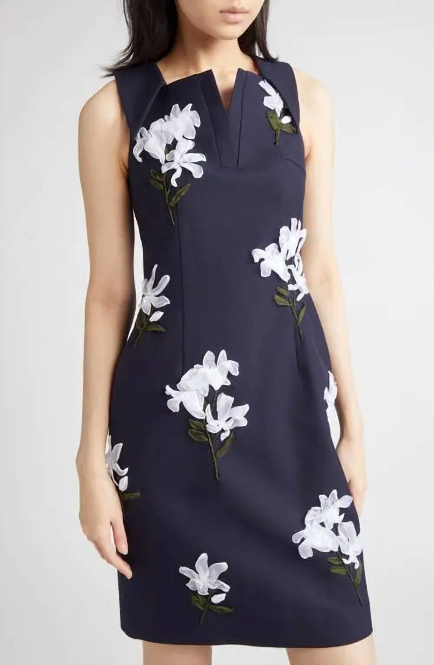 Shushu/Tong - Sleeveless Floral Applique Mini Dress