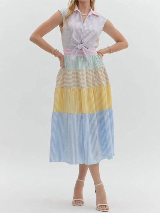 Entro - Striped Midi Dress