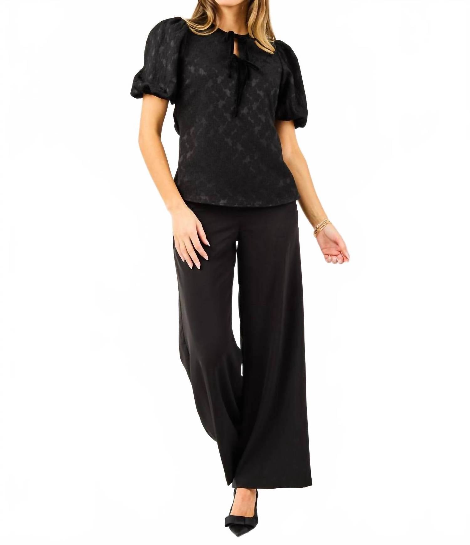 Mary Square - Ren Jacquard Puff Sleeve Top