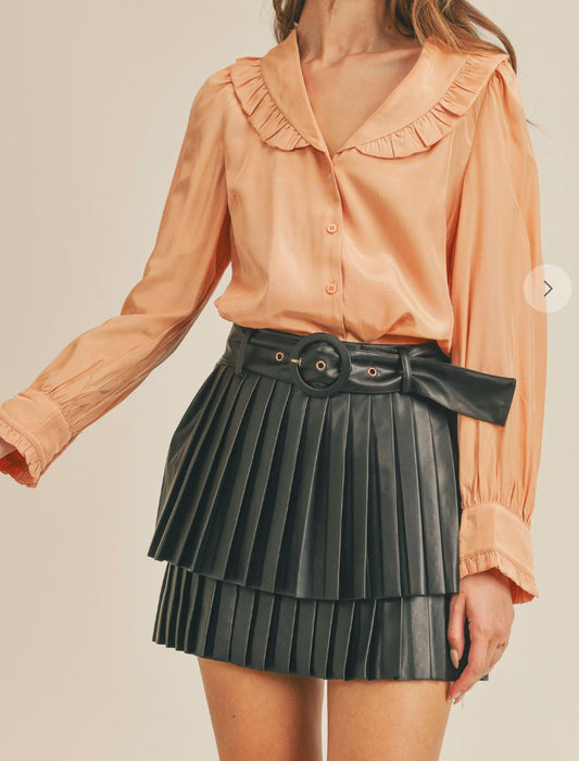 &Merci - FAUX LEATHER PLEATED MINI SKIRT