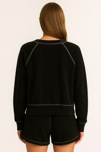 PROJECT SOCIAL T Cambridge Stitch Sweatshirt in black - women's top - detail view
