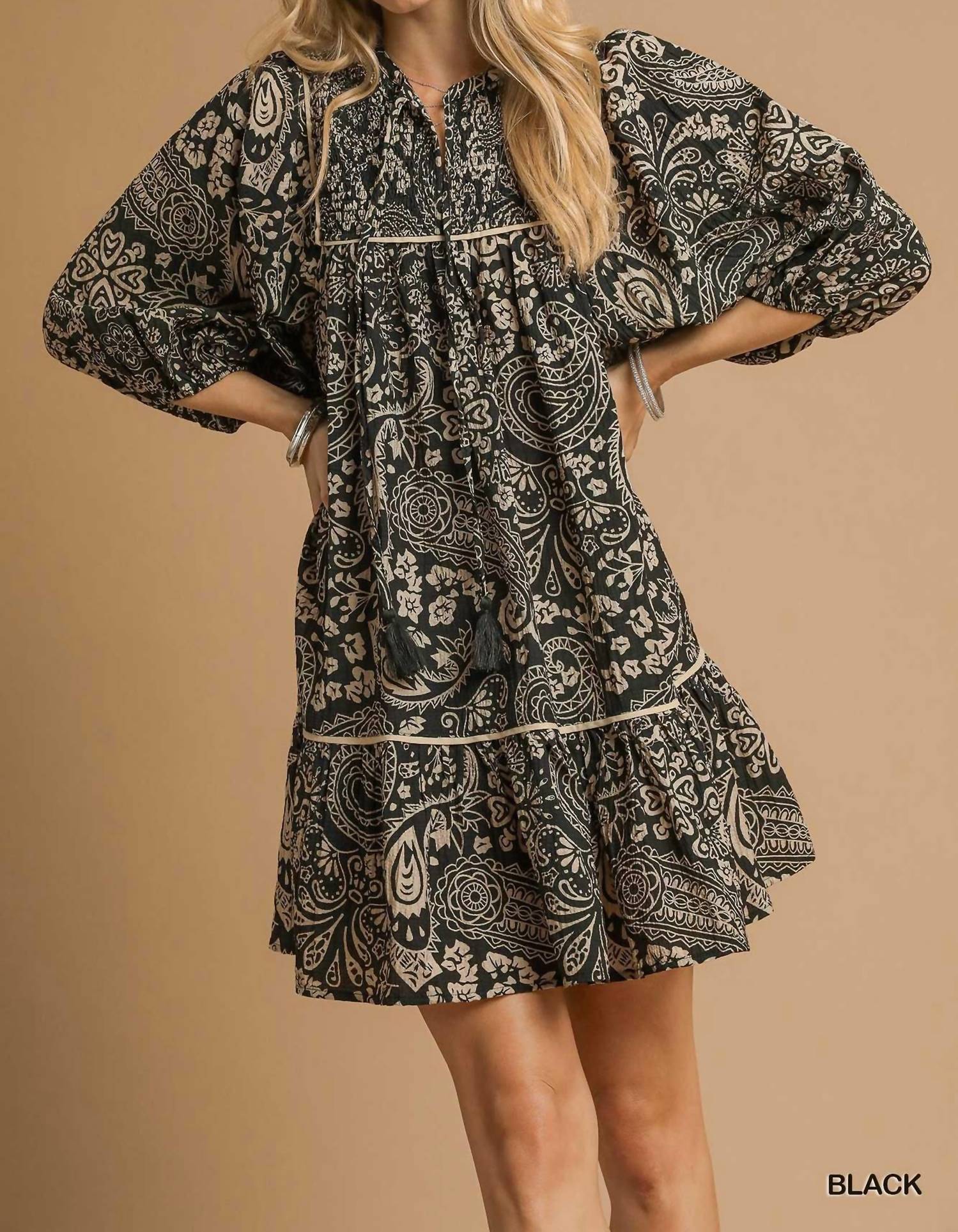 Umgee - Paisley Tiered Short Dress