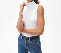 Michael Stars Hillary Ribbed Turtleneck Top in snow - women's sweater
