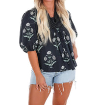 She + Sky - Women's Garden Whimsy Print Top