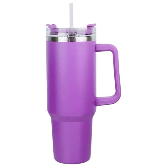 Trendsi - Stainless Steel Tumbler with Handle and Straw