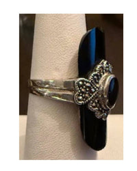 P & K Jewelry Women's Marcasite Ring in black - women's jewelry